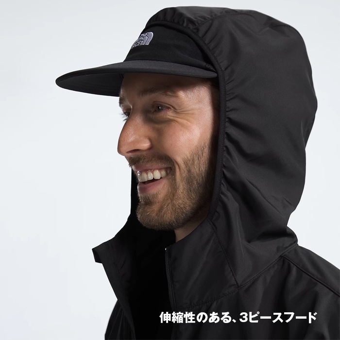 【SHOPクーポンあり】メンズ ジャケット アウター 軽量 ウィンドジャケット ブラック ランニング アウトドア 山登り キャンプ リフレクター 黒 フード NF0A83TM H