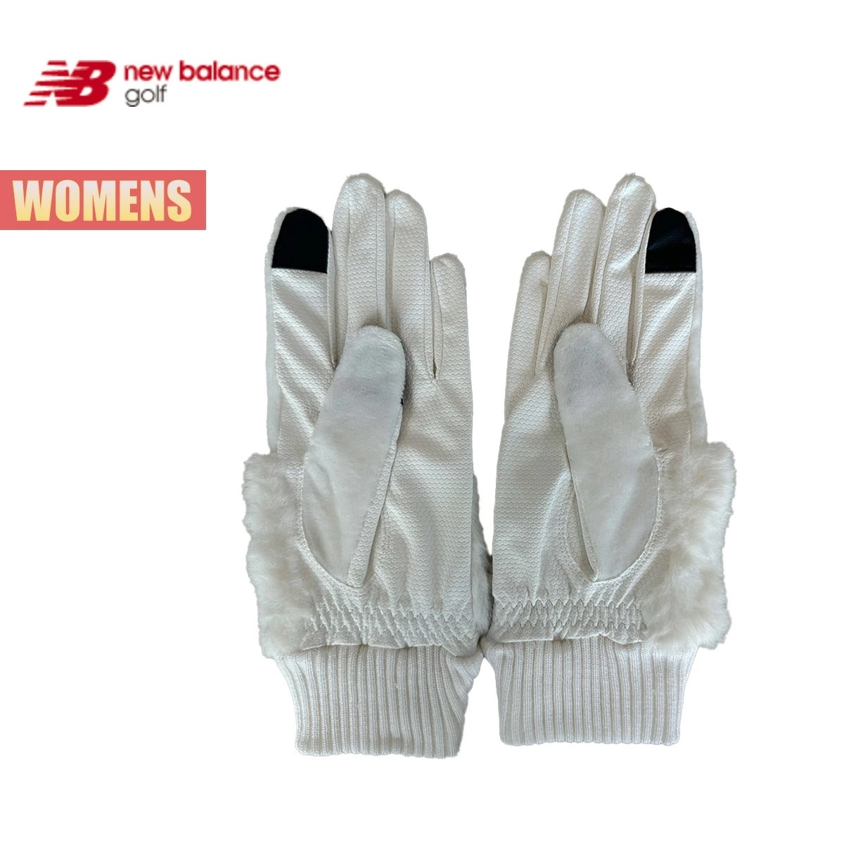 ゴルフ グローブ レディース 両手用グローブ golf モバイルタッチパネル機能 レザー素材 モコモコ ブランドロゴ ゴルフアクセサリー 保温 防寒 ブラック ホワイト ベージュ