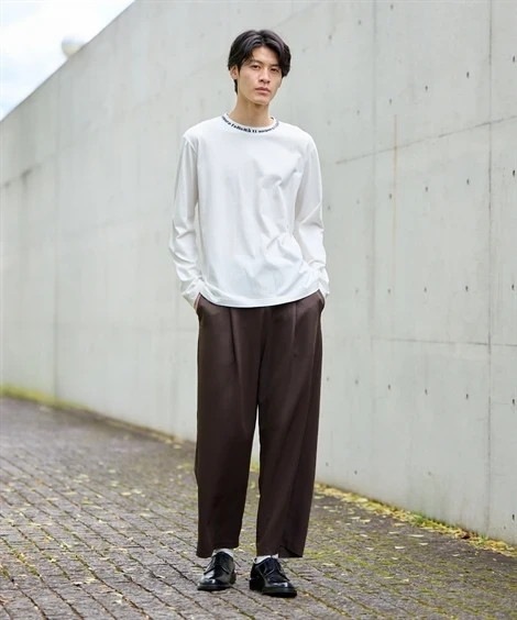 ロングパンツ セットアップ可能 ストレッチタックワイドパンツ 大きいサイズ有