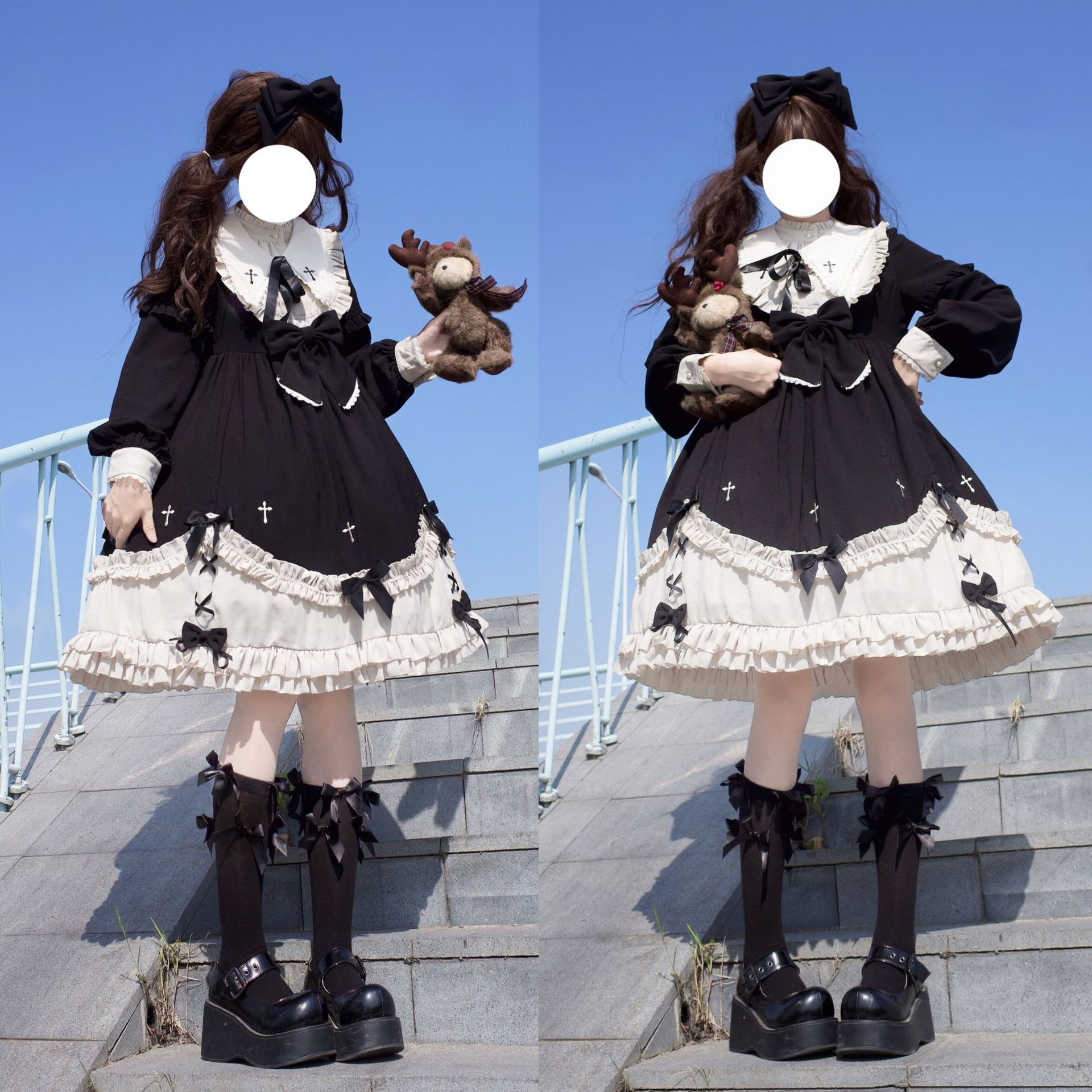 OP ロリータ ワンピース ドレスコスプレ かわいい レトロイベント 長袖卒業式結婚式 ワンピース