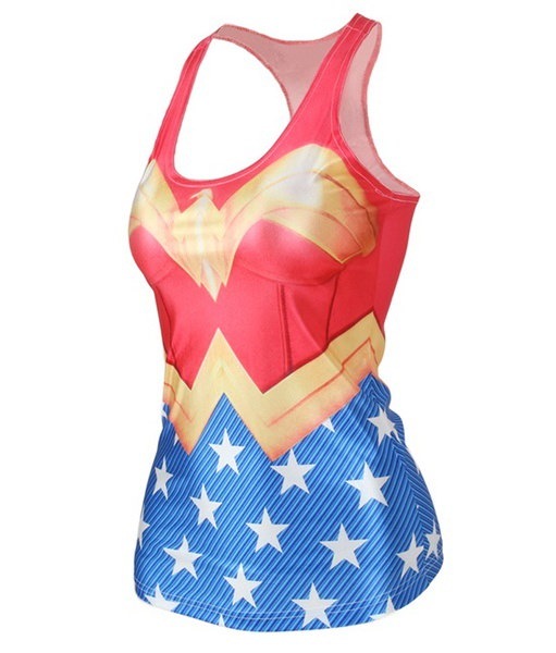 女性のファッション現代スリムクルーネックワンダーウーマンサインプリントノースリーブTシャツノースリーブセーター 女性のファッション現代スリムクルーネックワンダーウーマンサインプリントノースリーブTシャツノースリーブセーター