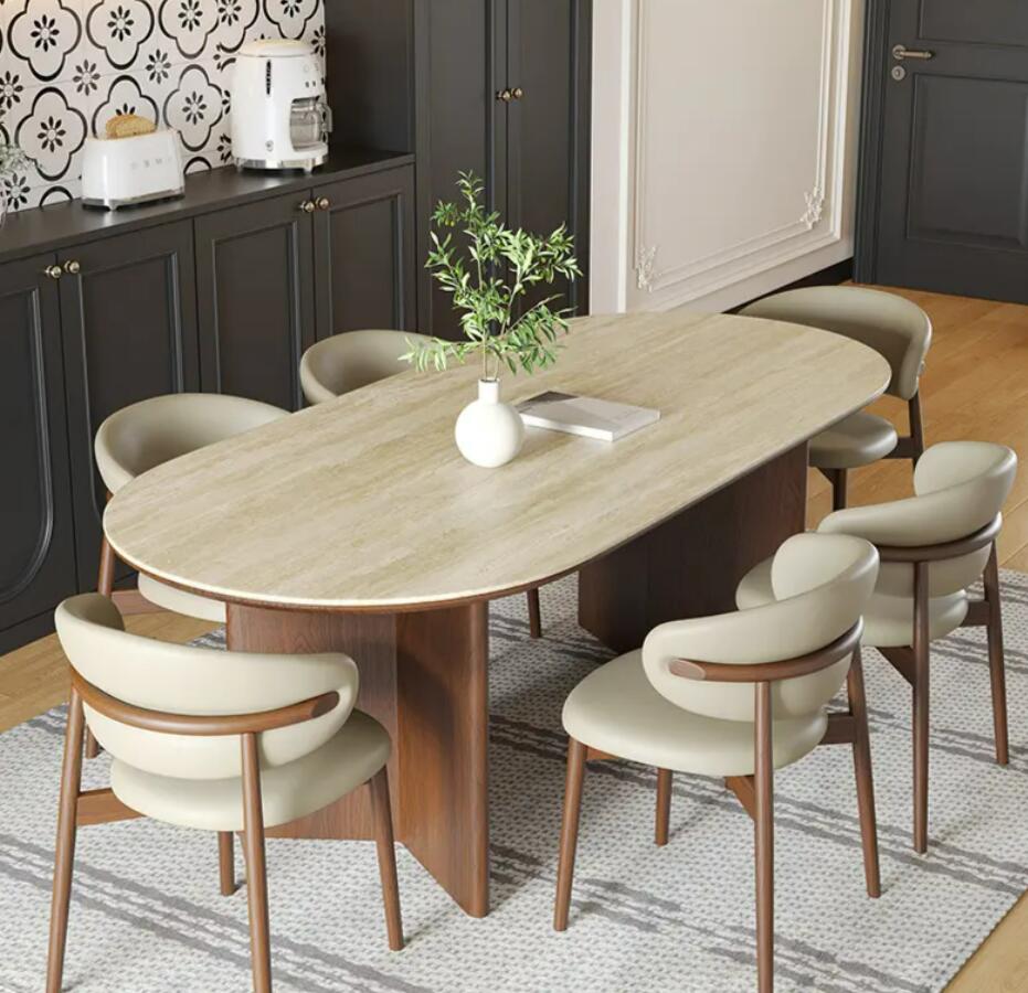 北欧フレンチレトロダイニングルームテーブル6人掛けテーブルレストランディナーテーブルキッチン家具