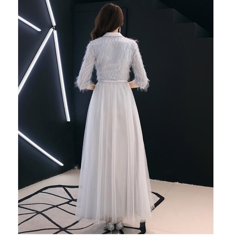 ブライズメイド ドレス ロングドレス 袖あり エレガント 花嫁の介添えドレス カラードレス aライン