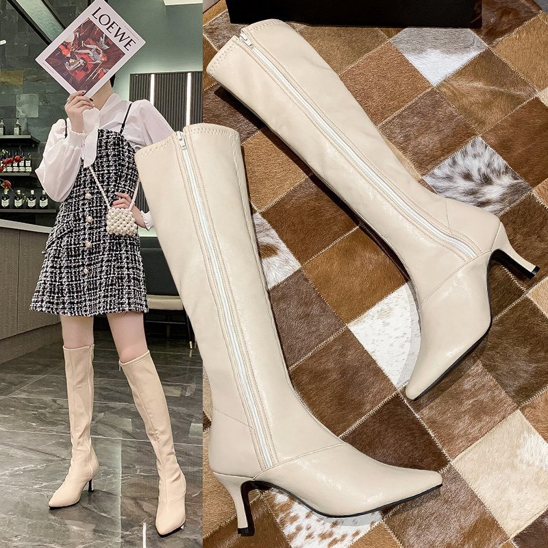 メガ割 ポインテッドトピンヒー側ジッパ膝レザニーハロングブーツ メガ割 ポインテッドトピンヒー側ジッパ膝レザニーハロングブーツ