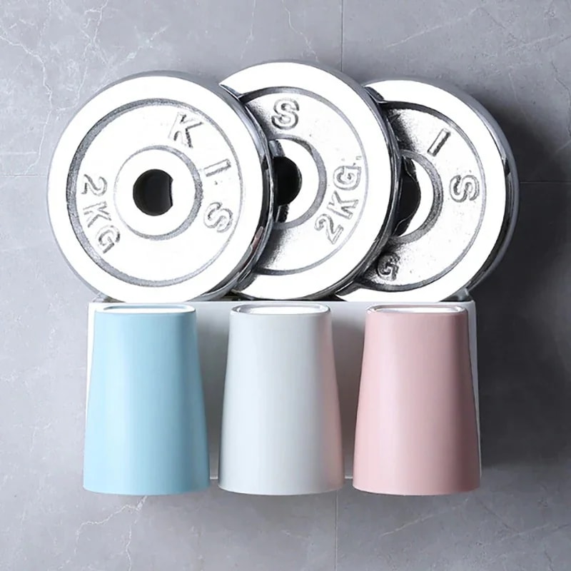 壁掛け式歯ブラシホルダー バスウォッシュセットには 2カップとセット 穴を開けずに簡単に取り付3