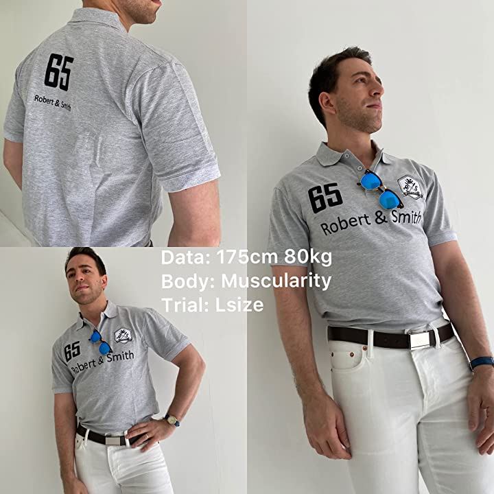 ロバートアンドスミス 100% コットン 定番 ゴルフ ポロシャツ ゴルフウエア 半袖メンズ( グレー, XL) ロバートアンドスミス 100% コットン 定番 ゴルフ ポロシャツ ゴルフウエア 半袖メンズ( グレー, XL)