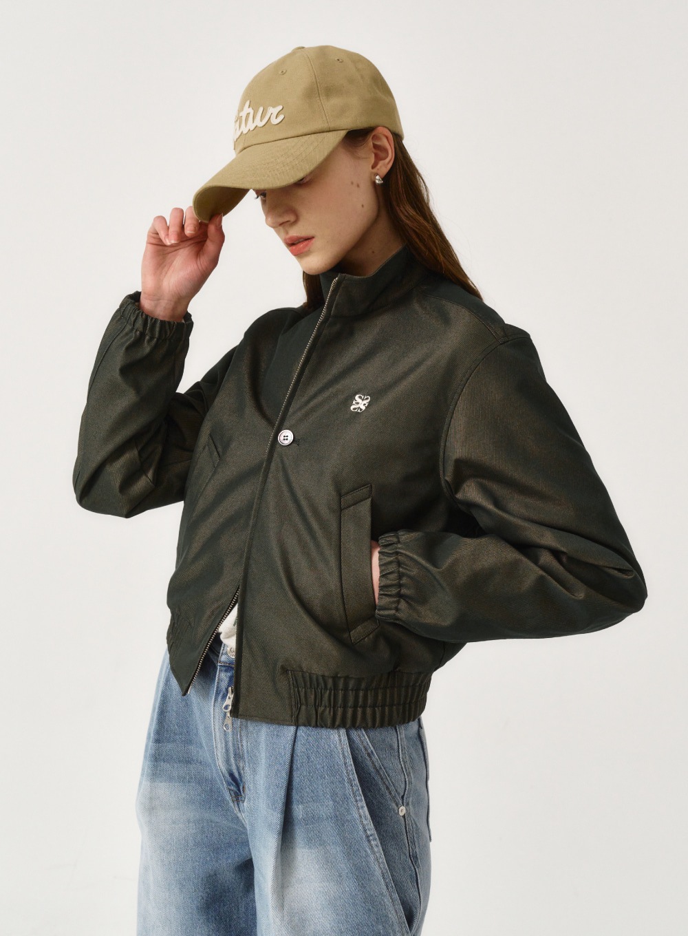 [SATUR]Lecce Two Tone ジップアップ ジャケット★新作・24SS★ SATUR]Lecce Two Tone ジップアップ ジャケット☆新作・24SS