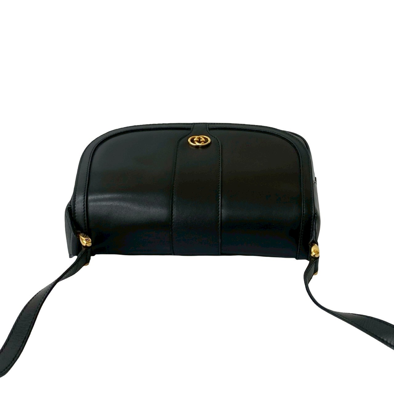 ヴィンテージ GG ロゴ 金具ショルダーバッグ レザー ブラック 19851