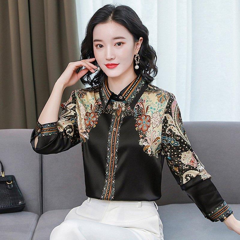 ブラウス レディース きれいめ 40代 春夏秋新作 オシャレシフォンブラウス 花柄シャツ パフスリーブ 長袖トップス 大人 通勤OL ゆったり シャツ30代 50代 バレンタイン 2023 プレゼント