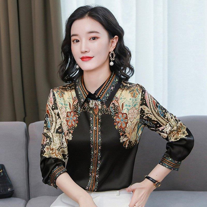 ブラウス レディース きれいめ 40代 春夏秋新作 オシャレシフォンブラウス 花柄シャツ パフスリーブ 長袖トップス 大人 通勤OL ゆったり シャツ30代 50代 バレンタイン 2023 プレゼント