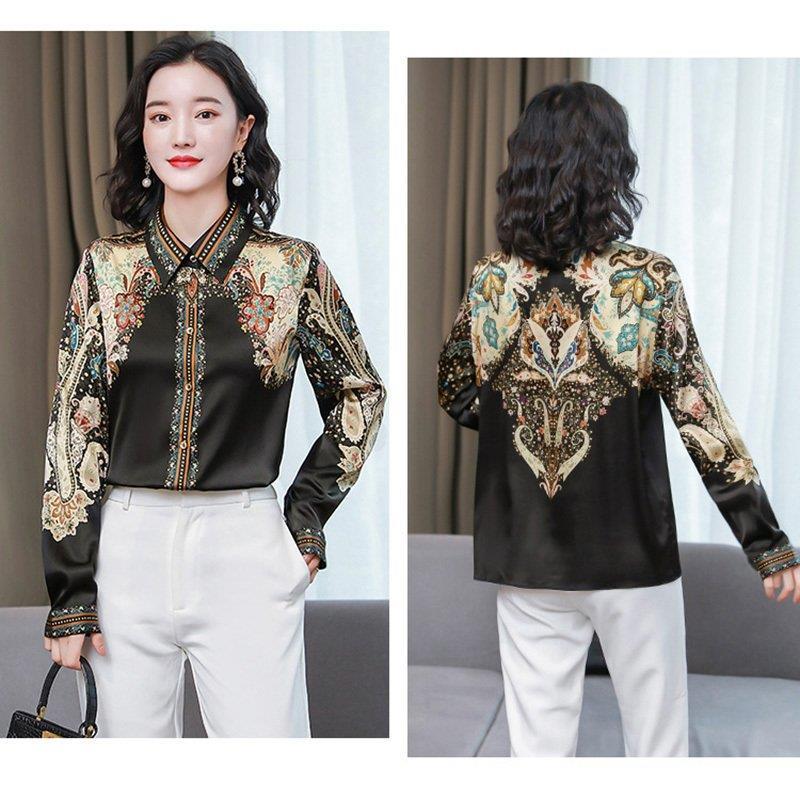 ブラウス レディース きれいめ 40代 春夏秋新作 オシャレシフォンブラウス 花柄シャツ パフスリーブ 長袖トップス 大人 通勤OL ゆったり シャツ30代 50代 バレンタイン 2023 プレゼント