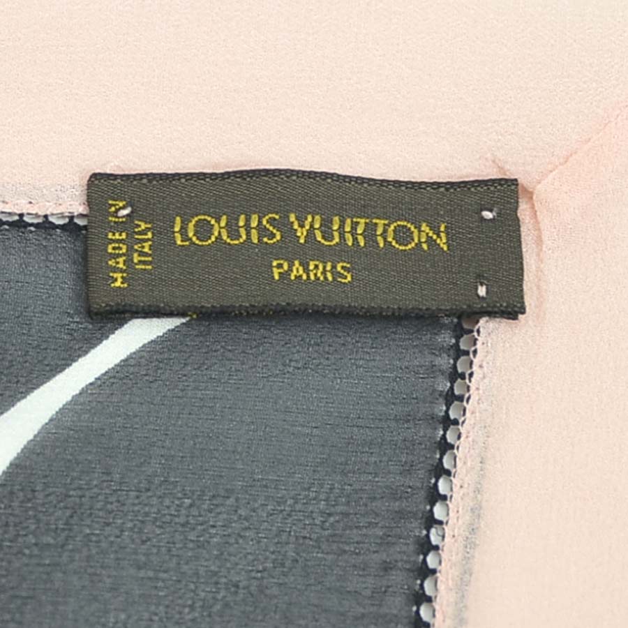 ルイ ヴィトン LOUIS VUITTON スカーフ シルク ブラック/ホワイト/ピンク レディース e59421a