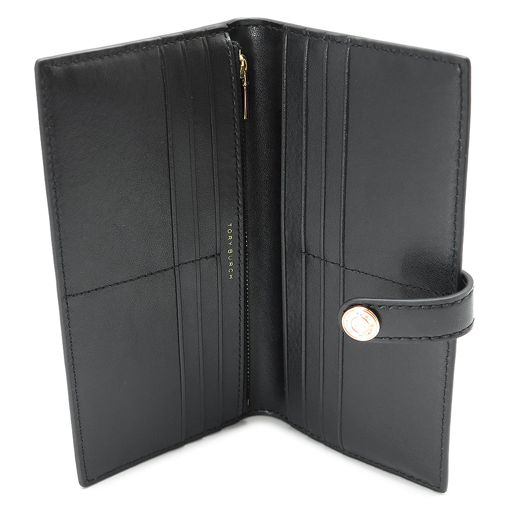 たぬ吉！ トリーバーチ ブラックレザーキルティング長財布 Tory Burch