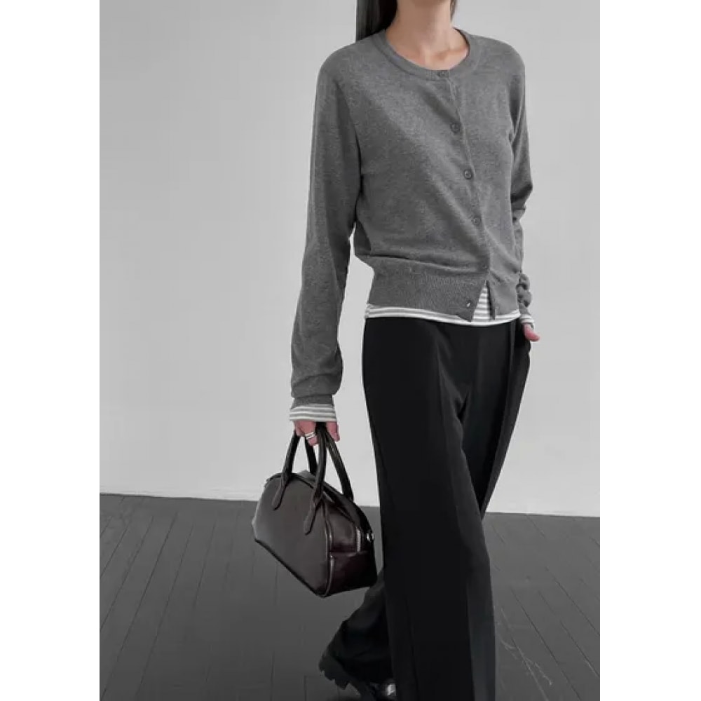 ブラックアップ [アーリーニット 10% /MADE] ソフトラウンドニットカーディガン