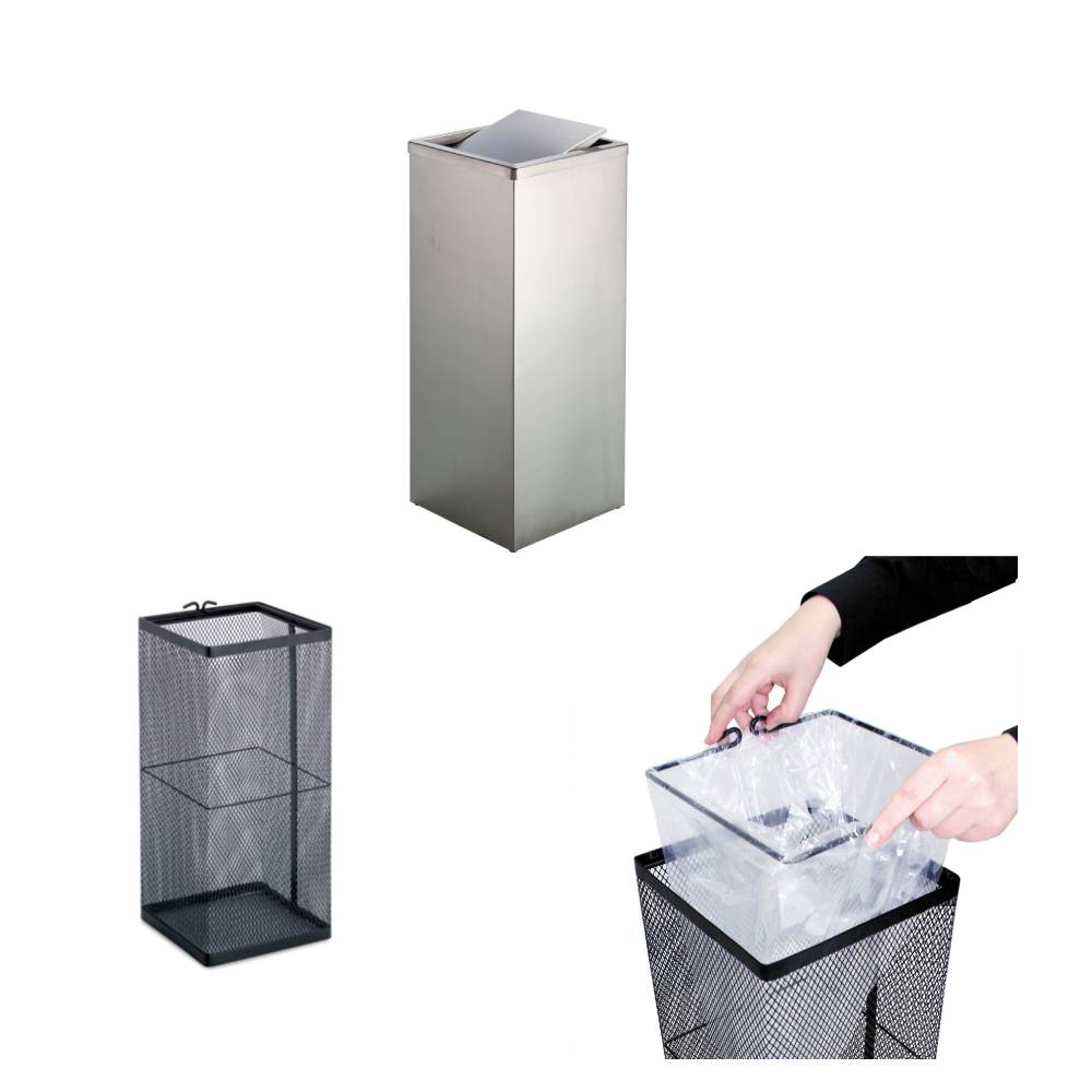 【 法人限定 】 ステンレス 角型 屑入 GPX-41K 20L 中カゴ SU-955-250-0 TERAMOTO テラモト