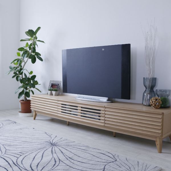 テレビ台 テレビボード 約幅203.5x奥行42.5x高さ38cm ナチュラル ルーバー 脚付き リビング ダイニング インテリア家具