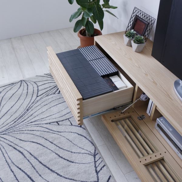 テレビ台 テレビボード 約幅203.5x奥行42.5x高さ38cm ナチュラル ルーバー 脚付き リビング ダイニング インテリア家具