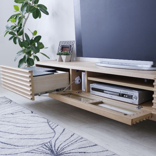 テレビ台 テレビボード 約幅203.5x奥行42.5x高さ38cm ナチュラル ルーバー 脚付き リビング ダイニング インテリア家具