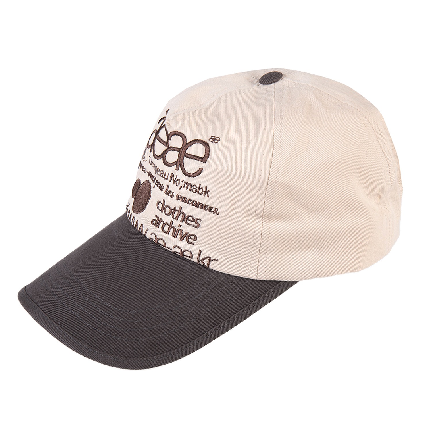 【aeae】 WEB LOGO 5PANNEL CAP : CHARCOAL/MOCA