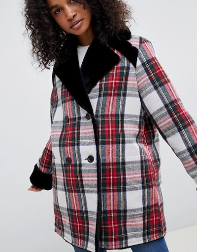 エイソス レディース ジャケット・ブルゾン アウター ASOS DESIGN reversible faux fur and check bonded jacket エイソス レディース ジャケット・ブルゾン アウター ASOS DESIGN reversible faux fur and check bonded jacket