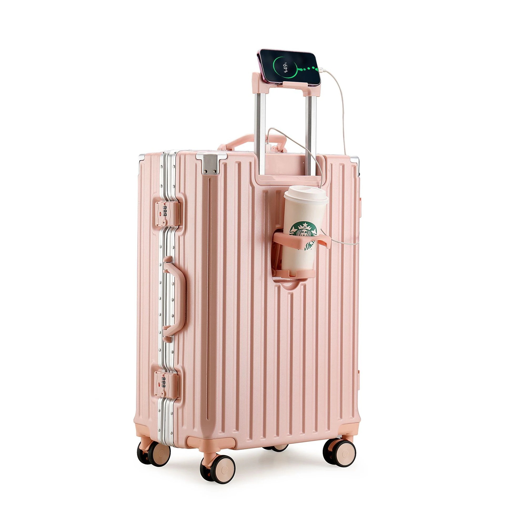 夏の新品【人気NO.1】スーツケース 機内持ち込み Sサイズ Mサイズ 2泊3日 キャリーケース usbポート付き カップホルダー フック付き 軽量 小型 静音 海外出張 修学旅行 おしゃれ