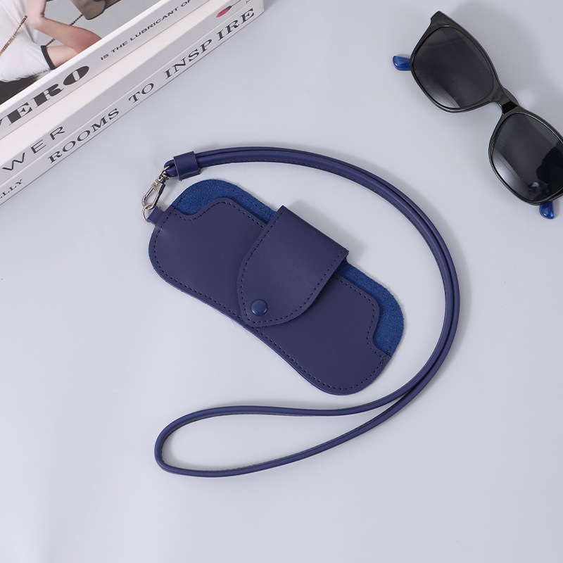 [1個購入で10個プレゼント]革の外出に便利な眼鏡収納袋保護カバー首掛けネックレスレディースロングセーターチェーンアクセサリーストラップサングラス