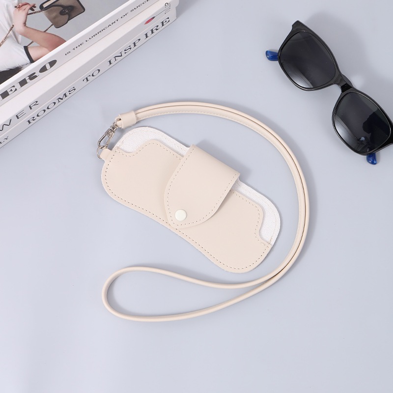 [1個購入で10個プレゼント]革の外出に便利な眼鏡収納袋保護カバー首掛けネックレスレディースロングセーターチェーンアクセサリーストラップサングラス