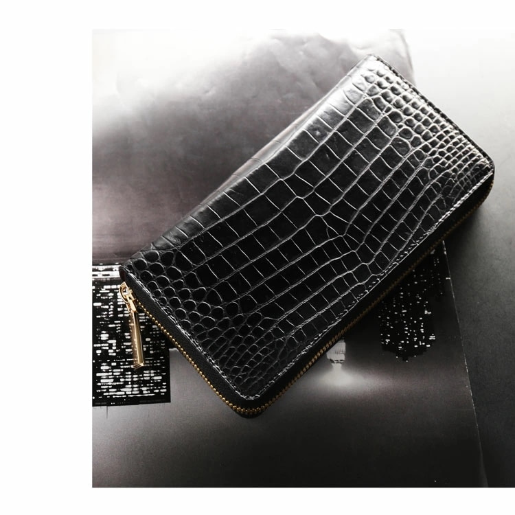 クロコダイルレザー長財布ラウンドファスナー本革