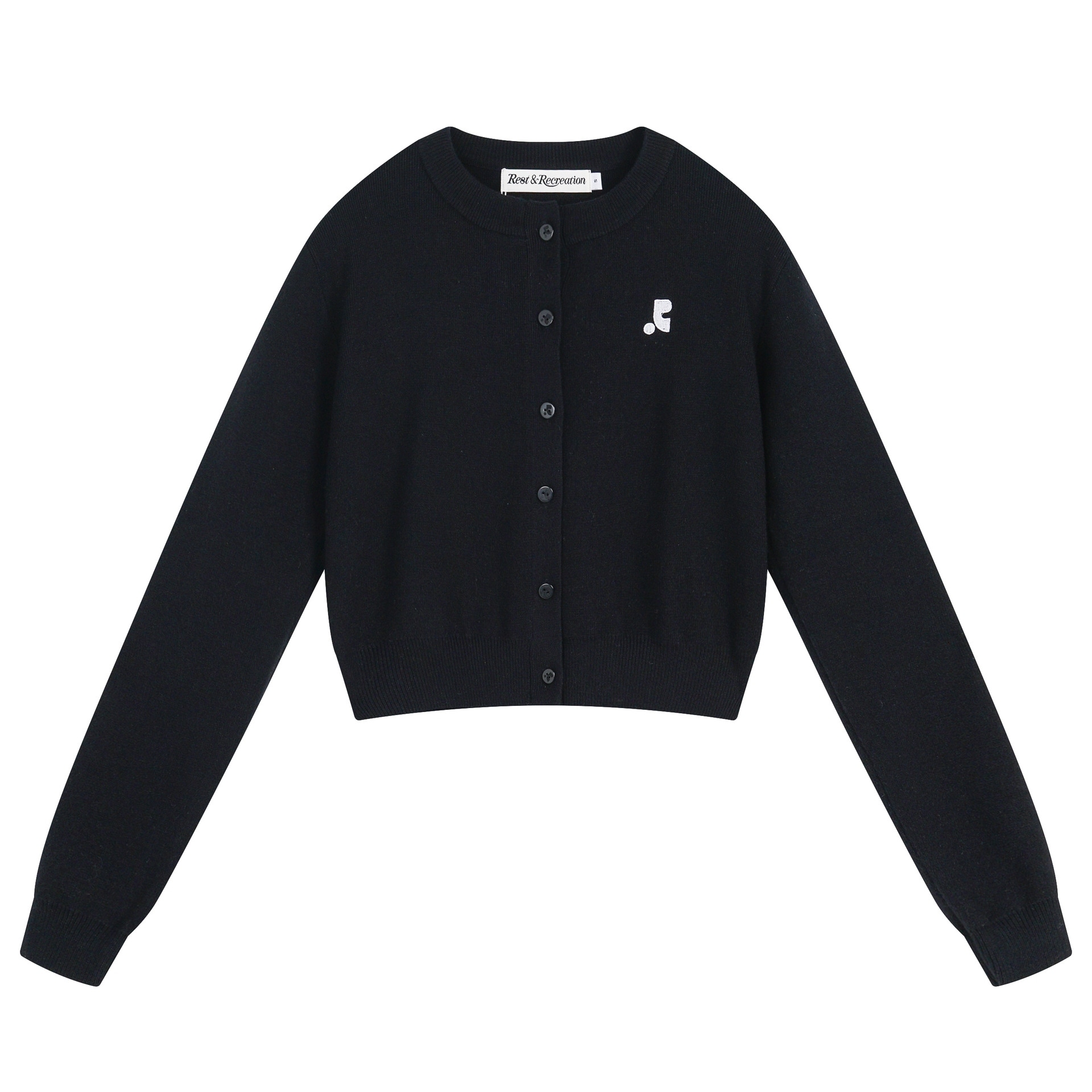 韓国 Rest&Recreation ニットトップス 刺繍入りショート丈フィットカーディガン 4色選択可能 韓国 Rest&Recreation ニットトップス 刺繍入りショート丈フィットカーディガン 4色選択可能