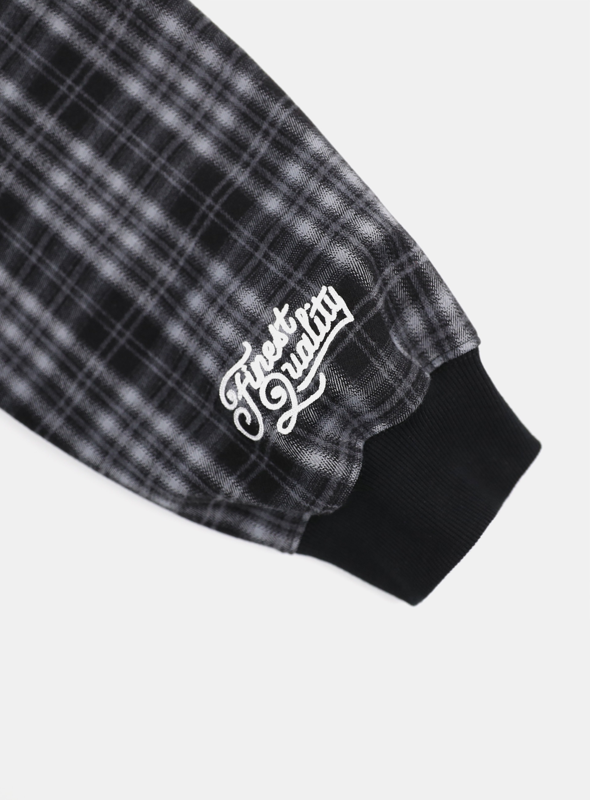 【BADBLOOD】 CLASSIC CHECK HOODED ZIP-UP : BLACK