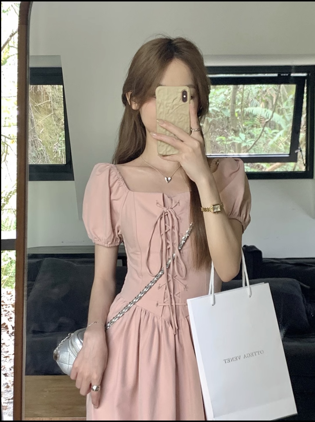 個性的 夏服 レディース ワンピース ワンピドレス フレアワンピース ロジスワンピ ロング アンクル 袖あり 半袖 パフスリーブ バルーン袖 スクエアネック フレア セミフレア Aライン リ
