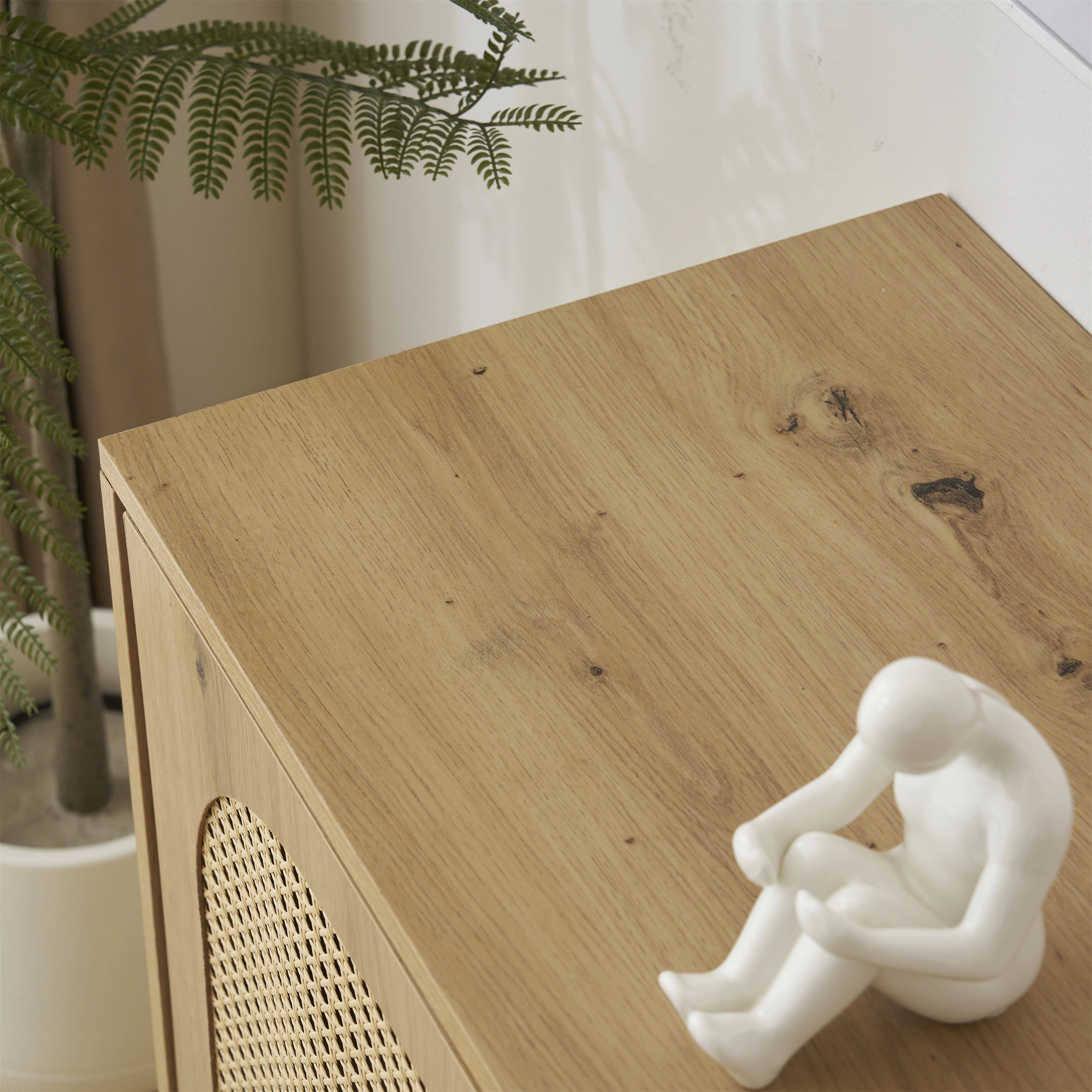 45キャビネット サイドボード チェストラタン調 ラタン風 引き出し付き 大容量 収納棚 リビング 収納 ローボード 収納チェスト2段 サイドボード 扉付き リビングボード 洋服 タンス 収納 箪笥