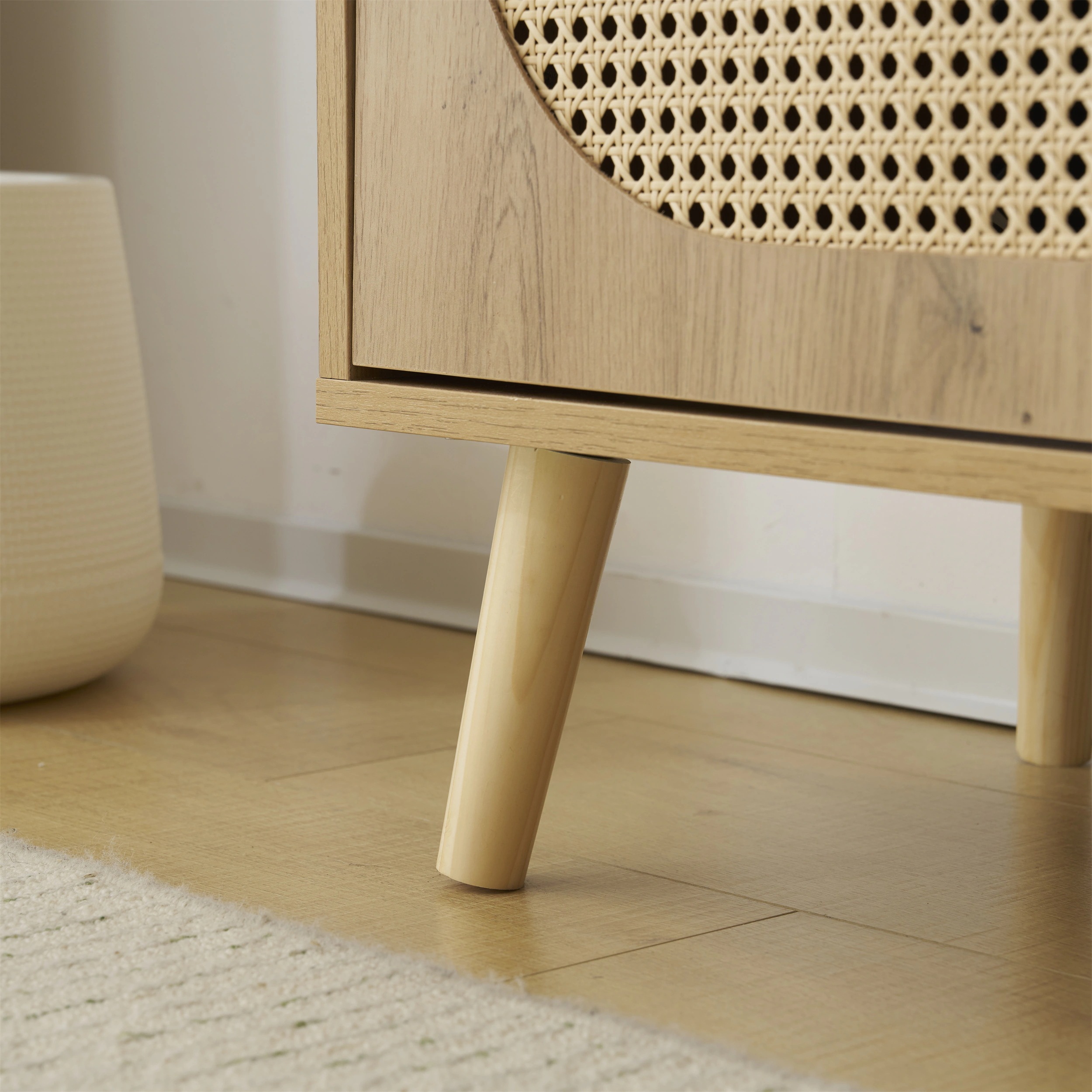 45キャビネット サイドボード チェストラタン調 ラタン風 引き出し付き 大容量 収納棚 リビング 収納 ローボード 収納チェスト2段 サイドボード 扉付き リビングボード 洋服 タンス 収納 箪笥