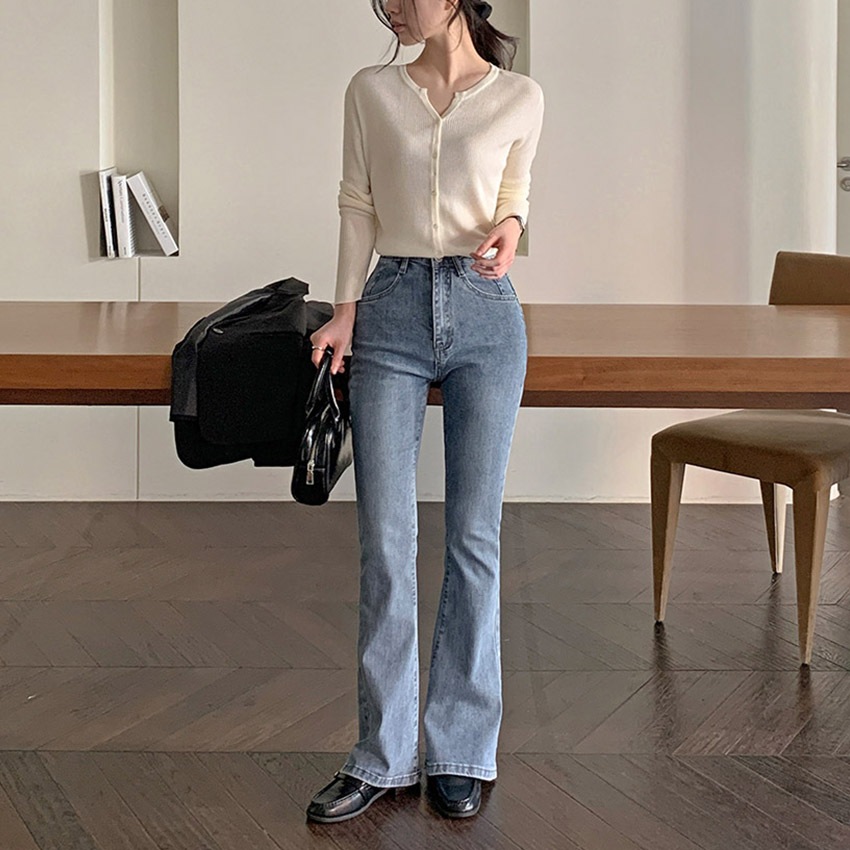 [tje0497]韓国韓国ファッションブーツカットパンツ