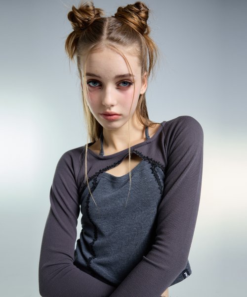 AM LACE TEE 2色 新商品 韓国ファッション 韓国人気 女性服
