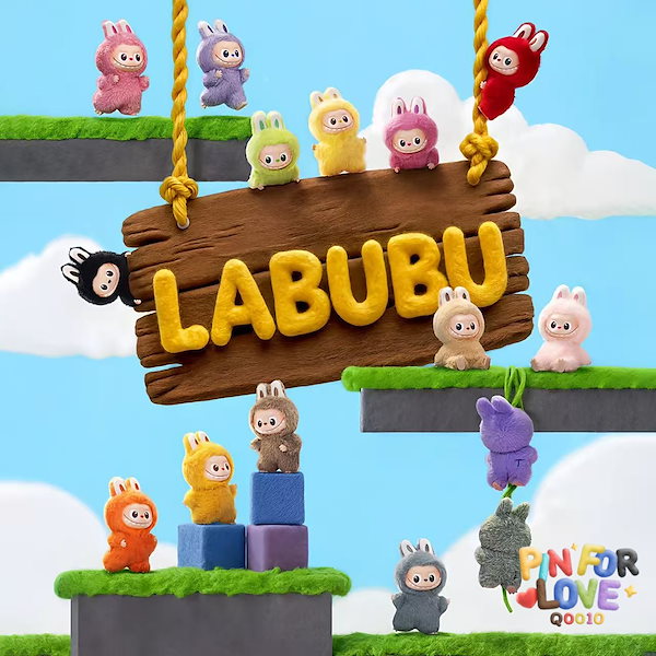 ラブブ LABUBU ポップマート ぬいぐるみ　キーホルダーセット 【N】 Qoo10] LABUBU Pin For Love 30TYPE!