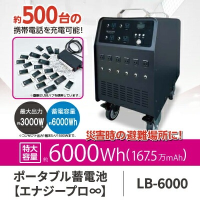 LB-6000 ポータブル蓄電池 エナジープロ ソーラー 蓄電池 ポータブル 充電器 大容量 業務用 停電対策 防災備蓄品 停電時には自動 LB-6000 ポータブル蓄電池 エナジープロ ソーラー 蓄電池 ポータブル 充電器 大容量 業務用 停電対策 防災備蓄品 停電時には自動