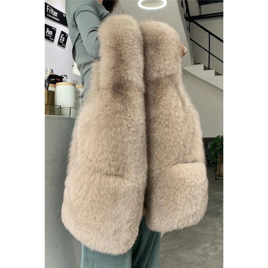 【急速出荷!】2025福袋フェイクファーベストレディースベスト大きいサイズ体型カバー ファーポッケ付きおしゃれ防寒カジュア