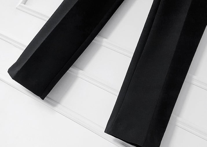 セットアップ スーツ パンツ ボトムス ジャケット ダブルブレスト ストライプ アシンメトリー 長袖 ロング アンクル丈 センタープレス ハイウエスト スキニー 襟付き Vネック レトロ lsu000