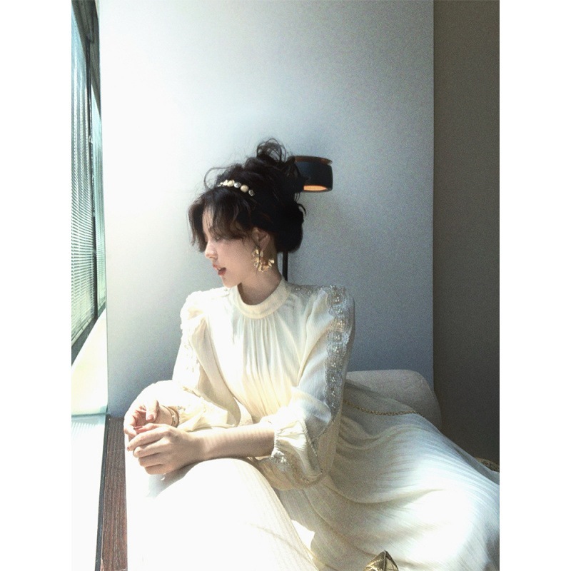 デートデイプラチナ妖精フレンチ気質ロングドレスハイエンド優しい休日ロングドレス デートデイプラチナ妖精フレンチ気質ロングドレスハイエンド優しい休日ロングドレス