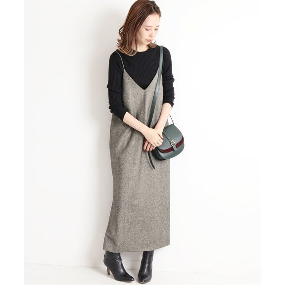 長袖 新作 ゆったりワンピース THOM 40代 ジャンパースカート ｖネックワンピース キャミソール 30代 OL オシャレ 上品 ホワイトデー 通勤 WILLS レディース ロングワンピース 秋物