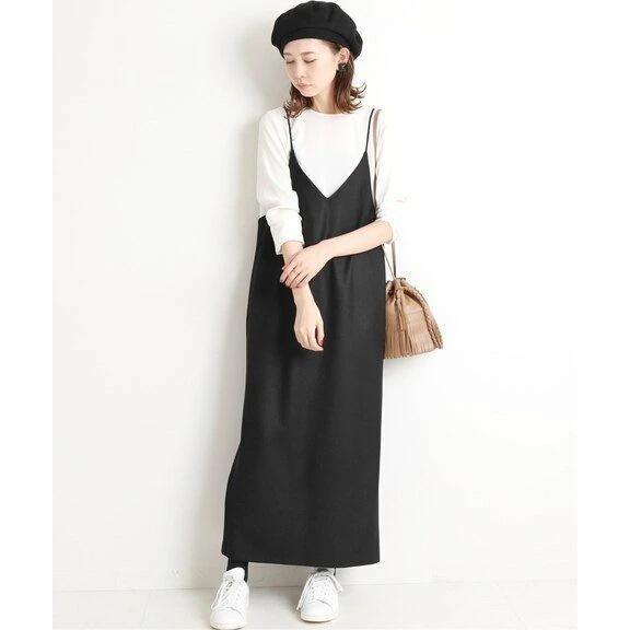 長袖 新作 ゆったりワンピース THOM 40代 ジャンパースカート ｖネックワンピース キャミソール 30代 OL オシャレ 上品 ホワイトデー 通勤 WILLS レディース ロングワンピース 秋物