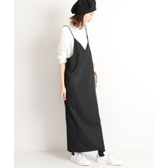 長袖 新作 ゆったりワンピース THOM 40代 ジャンパースカート ｖネックワンピース キャミソール 30代 OL オシャレ 上品 ホワイトデー 通勤 WILLS レディース ロングワンピース 秋物