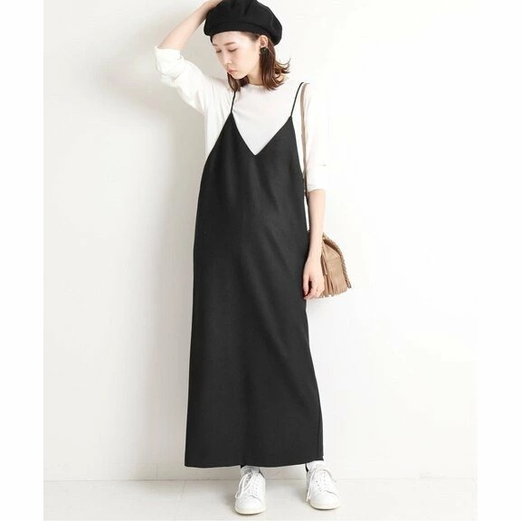 長袖 新作 ゆったりワンピース THOM 40代 ジャンパースカート ｖネックワンピース キャミソール 30代 OL オシャレ 上品 ホワイトデー 通勤 WILLS レディース ロングワンピース 秋物