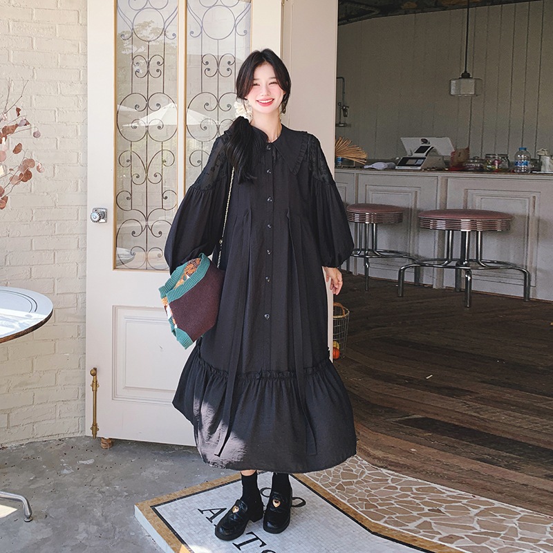 ブラックドールカラーワンピースセット女性春と秋2024新しい甘い年齢削減ニットカーディガン2点セット ブラックドールカラーワンピースセット女性春と秋2024新しい甘い年齢削減ニットカーディガン2点セット