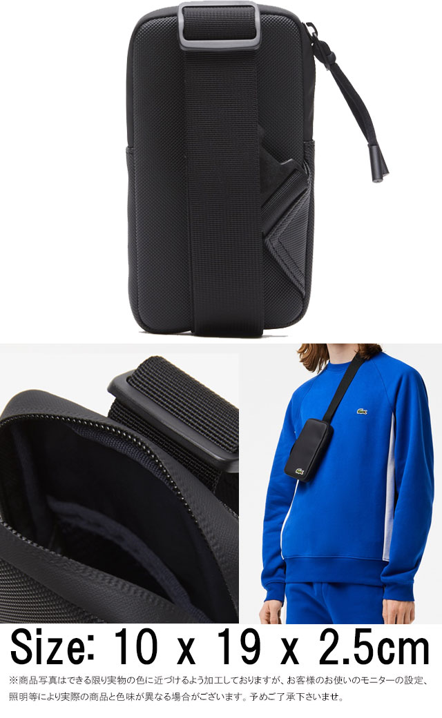 ラコステ スマホホルダー メンズ レディース NH4149 LCST ジップスマホバッグ スマホケース ロゴ 黒 ブラック BLACK 合成皮革 ICカード 斜め掛け 肩掛け