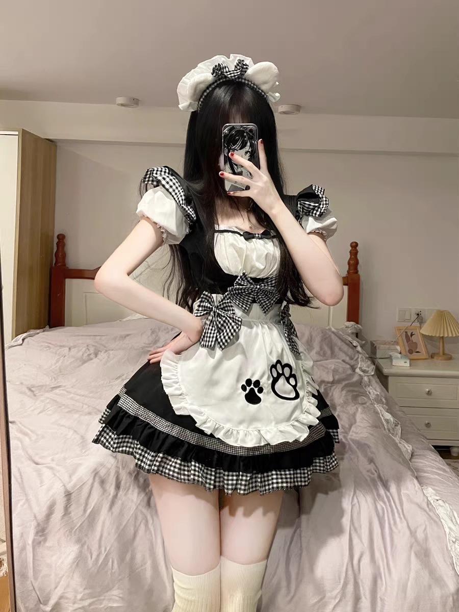 メイド衣装 かわいい少女猫二次元ロリータコスプレ衣装ロリータコスプレドレスロリィタ 半袖日常服ゴスロリワンピース人形師 レディースフリルレースウェディング可愛いお嬢様姫系ワンピキュート ハロウィン