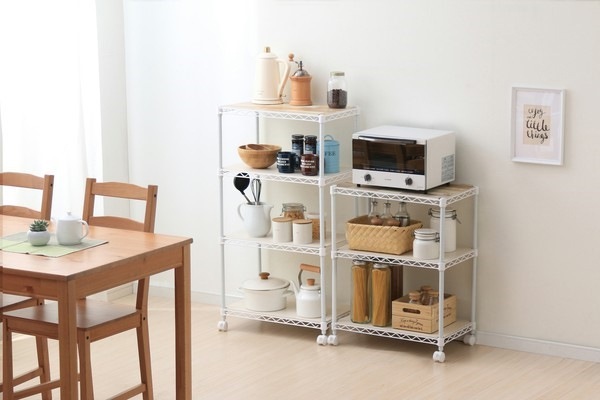 アイリスオーヤマ CMM-55073Bホワイト カラーメタルラック ウッドボード付き(ホワイト)3段 CMM55073Bホワイト