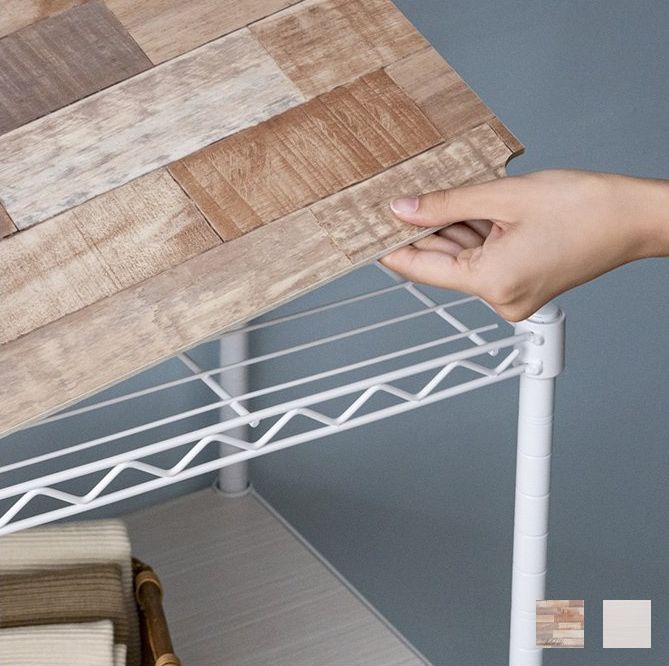 アイリスオーヤマ CMM-55073Bホワイト カラーメタルラック ウッドボード付き(ホワイト)3段 CMM55073Bホワイト