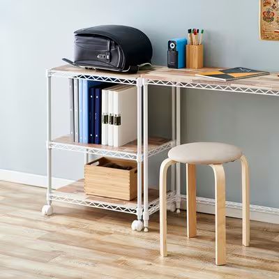 アイリスオーヤマ CMM-55073Bホワイト カラーメタルラック ウッドボード付き(ホワイト)3段 CMM55073Bホワイト